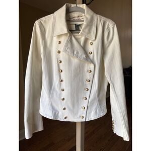 Ralph Lauren Y2K Vtg White Denim Military Jacket Medium